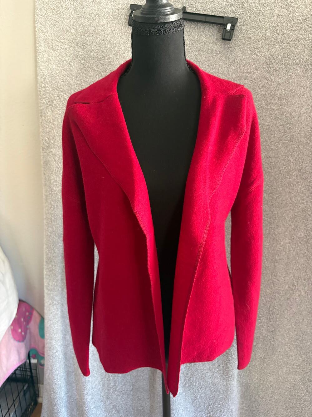 Alfani Petite Red 100% Merino Wool Open Front Jacket
